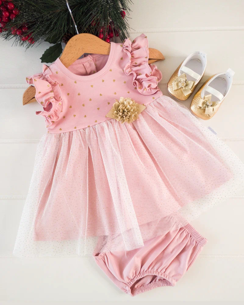 Vestido Tamar - Caja especial de 6 piezas para bautizo o nacimiento - Creaciones Narvi